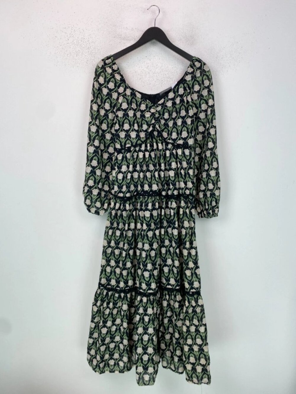 Mint Velvet Black Floral Print Midi Dress